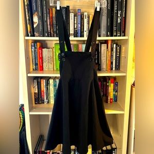 High Rise Black Skirt with Adjustable Suspenders